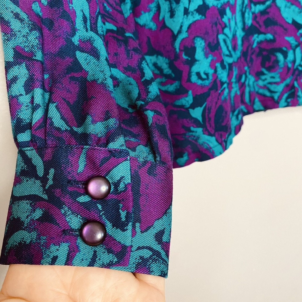 Country Sophisticates by Pendleton Blouse Button Up Abstract Floral size 10 - Picture 8 of 16